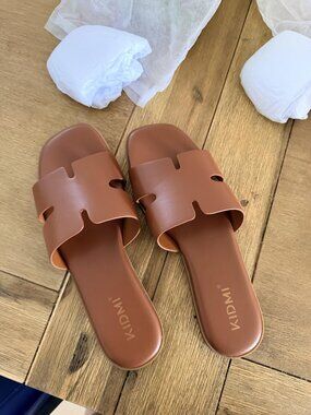 Women’s Dressy Flat Sandals | Comfortable Slip-On Slides Open Toe Summer Casual